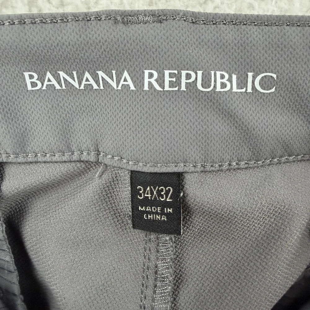 Banana‎ Republic Pants Mens 34x32 Gray Polyester Chino Straight Leg Tech Office